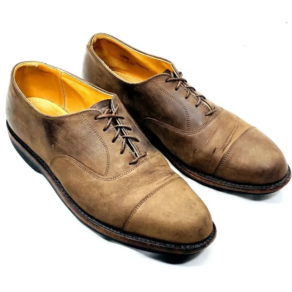 Cole Haan Country Shoes Nubuck Leather Cap Toe 10.5 Distressed Lace Brown